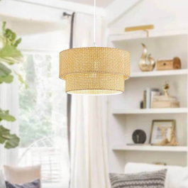 Opviq Lámpara de araña Beige y Blanco con altura ajustable